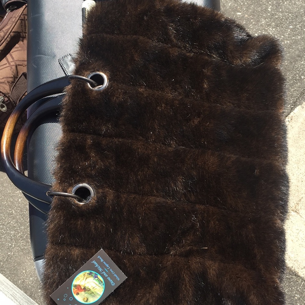 Fuzzy brand new tote handbag